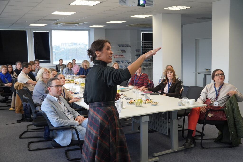 A presentation of the BMC SAS's activities in the field of physical activity and obesity prevention during a visit by representatives of EuroHealthNet member organisations to the BMC SAS.
