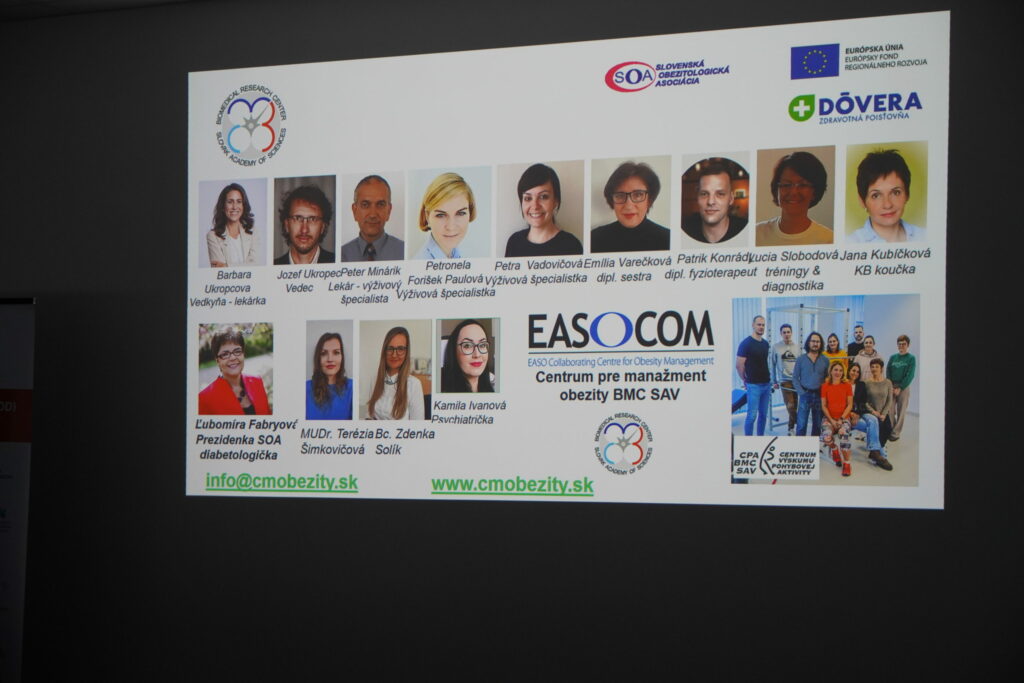 Obrazovka s fotografiami pracovníkov Centra pre manažment obezity BMC SAV.